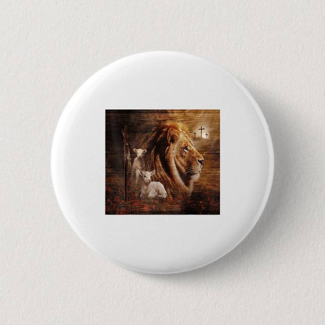 Lion Of Judah Lamb God Cross Jesus Light God  Button (Vorderseite)