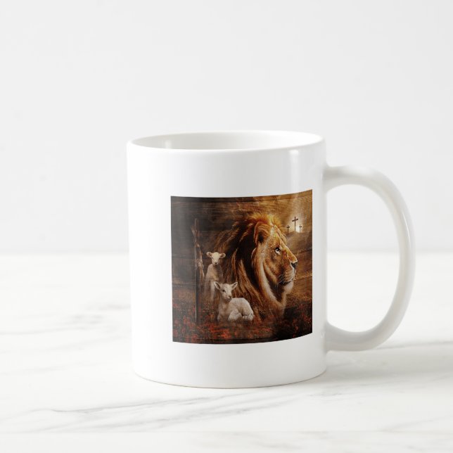 Lion Of Judah Lamb God Cross Jesus Light God  Kaffeetasse (Rechts)