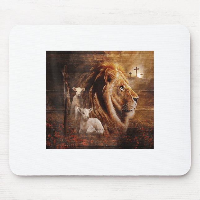 Lion Of Judah Lamb God Cross Jesus Light God  Mousepad (Vorne)
