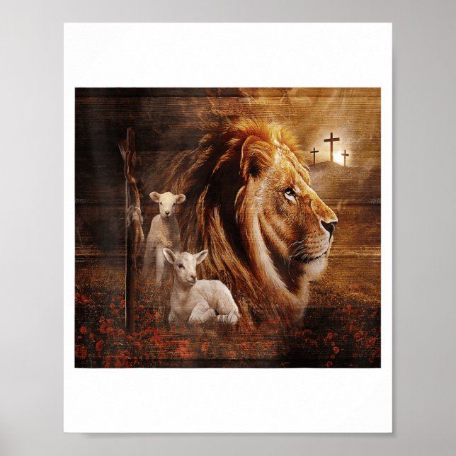 Lion Of Judah Lamb God Cross Jesus Light God  Poster (Vorne)