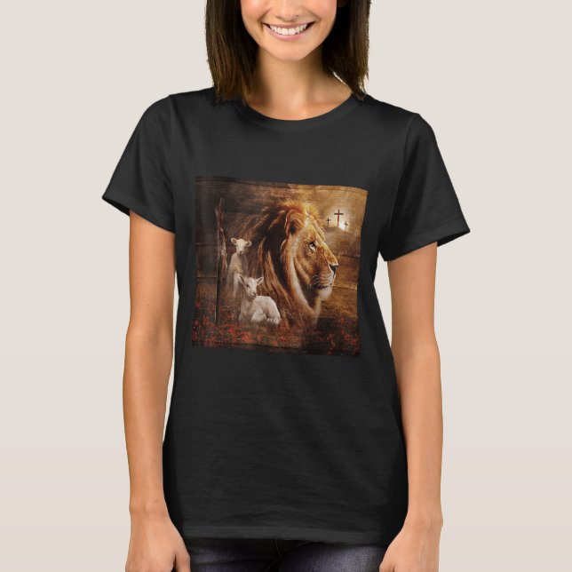Lion Of Judah Lamb God Cross Jesus Light God  T-Shirt (Vorderseite)