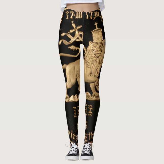 Lion of Judah - Rasta Gold - Power Yoga Leggings (Vorderseite)