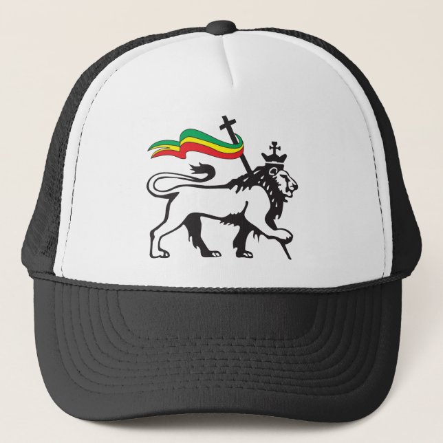 Lion of Judah - Reggae Cap - Rasta Baseball Cap Truckerkappe (Vorderseite)