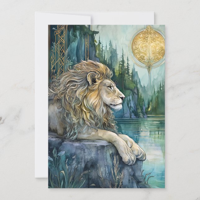 Lion of the Enchanted Realm Fantasy Art Flat Card (Vorderseite)