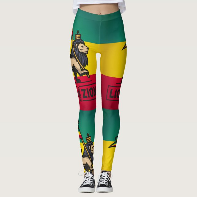 Lion of Zion - Rastafari - Power Yoga Leggings (Vorderseite)