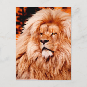 Lion Orange African Sky Foto Paint Postkarte