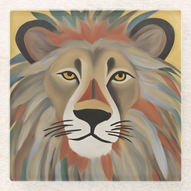 Lion Painting Glasuntersetzer (Vorderseite)