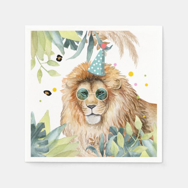 Lion Party Animals Jungle Birthday Safari Serviette (Vorderseite)