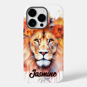 Lion Pastel Blume Safari Watercolor Savannah Cat Case-Mate iPhone 14 Pro Hülle