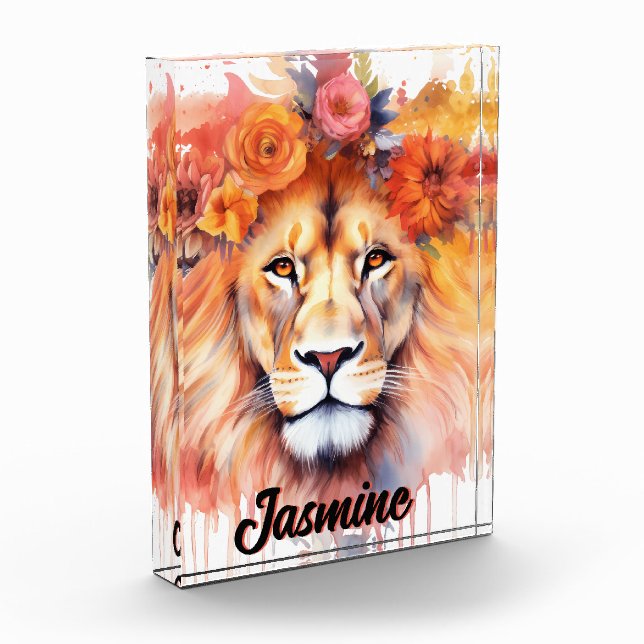 Lion Pastel Blume Safari Watercolor Savannah Cat Fotoblock (Links)