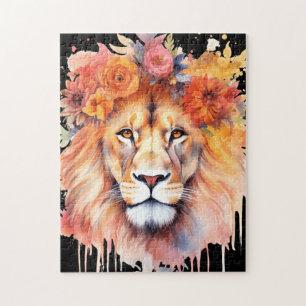 Lion Pastel Blume Safari Watercolor Savannah Cat Puzzle