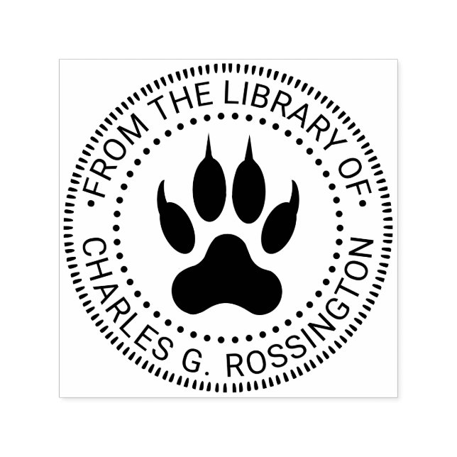 Lion Paw Print Library Name Permastempel (Design)