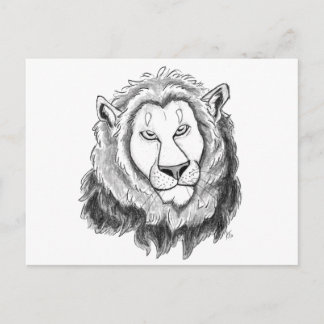 Lion Pencil Sketch Kunst Postkarte