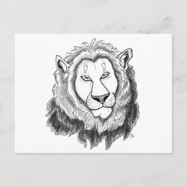 Lion Pencil Sketch Kunst Postkarte (Vorderseite)