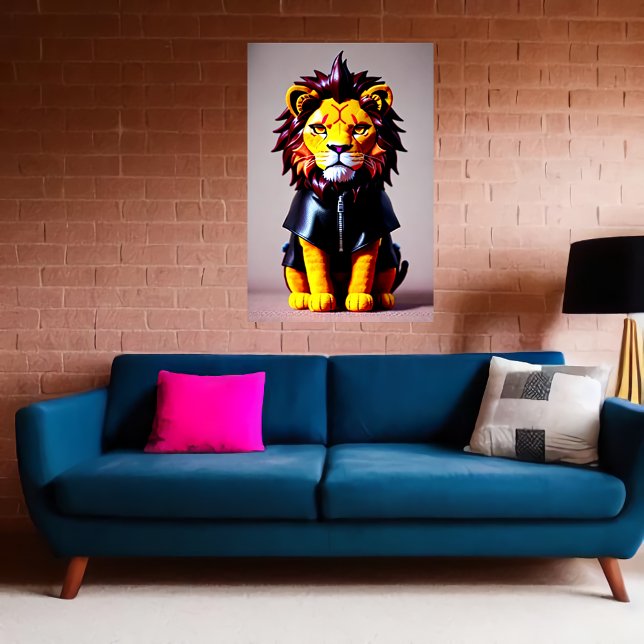 Lion plush Spielzeug in schwarzen Tuchen | Art der Poster (Von Creator hochgeladen)
