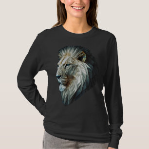 Lion Polygon Animal Print Art White Lion T-Shirt