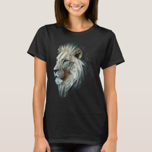 Lion Polygon Animal Print Art White Lion T-Shirt