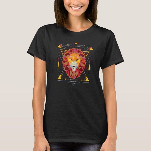 Lion Polygonal Leo Zodiac Sign & Lion T-Shirt (Vorderseite)
