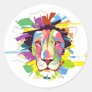 Lion Pop Art Runder Aufkleber