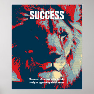 Lion Pop Art Success Quote Inspirational Poster