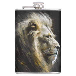 Lion Portrait Animal Nature Wildlife Dark Painting Flachmann