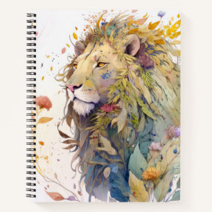 Lion Portrait Animal Painting Wildlife Forest Notizbuch