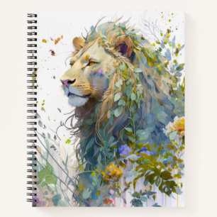 Lion Portrait Animal Painting Wildlife Forest Notizbuch