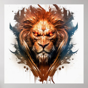 Lion Portrait Animal Painting Wildlife Poster