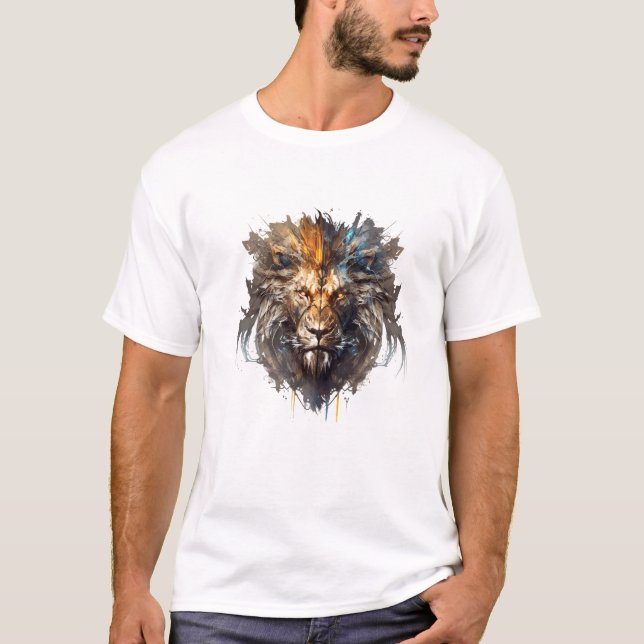 Lion Portrait Animal Painting Wildlife T-Shirt (Vorderseite)