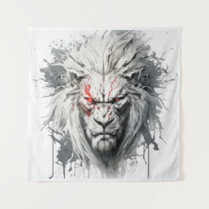 Lion Portrait Animal Painting Wildlife Wandteppich