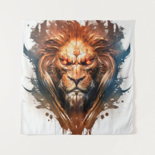 Lion Portrait Animal Painting Wildlife Wandteppich