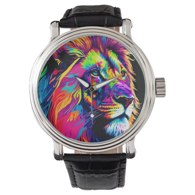 Lion Portrait Armbanduhr (Vorderseite)