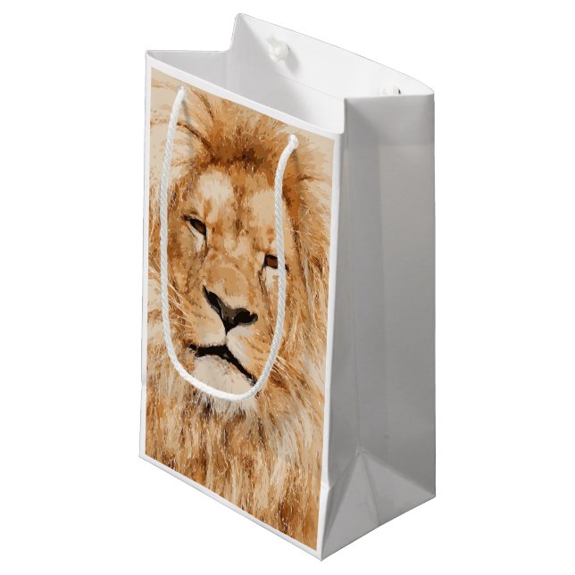 LION PORTRAIT KLEINE GESCHENKTÜTE (Vorderseite Schrägansicht)