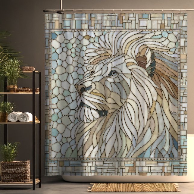Lion Portrait Mosaik Art Duschvorhang (Von Creator hochgeladen)