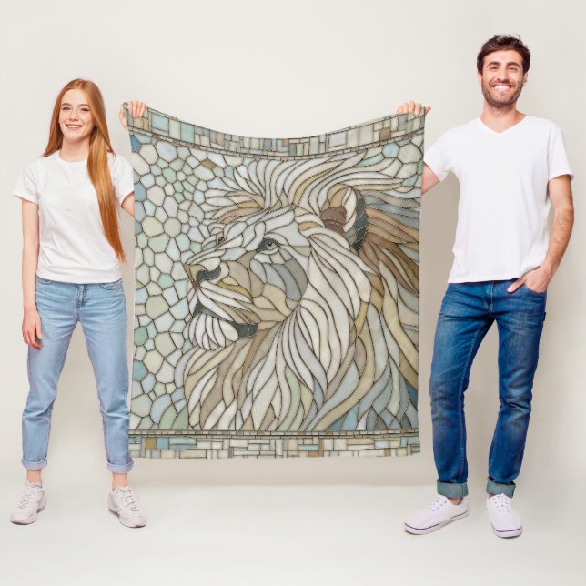 Lion Portrait Mosaik Art Fleecedecke (Beispiel)
