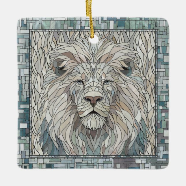 Lion Portrait Mosaik Art Keramikornament (Vorderseite)