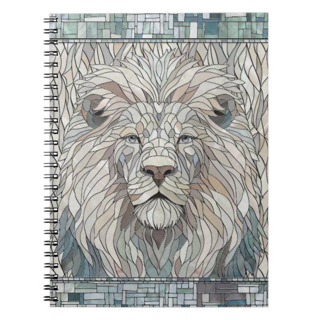 Lion Portrait Mosaik Art Notizblock (Vorderseite)