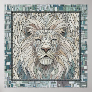 Lion Portrait Mosaik Art Poster