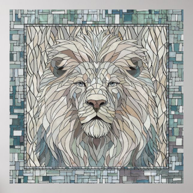 Lion Portrait Mosaik Art Poster (Vorne)