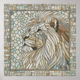 Lion Portrait Mosaik Art Poster