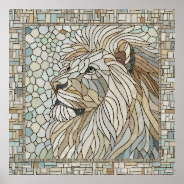 Lion Portrait Mosaik Art Poster (Vorne)