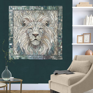 Lion Portrait Mosaik Art Wandteppich