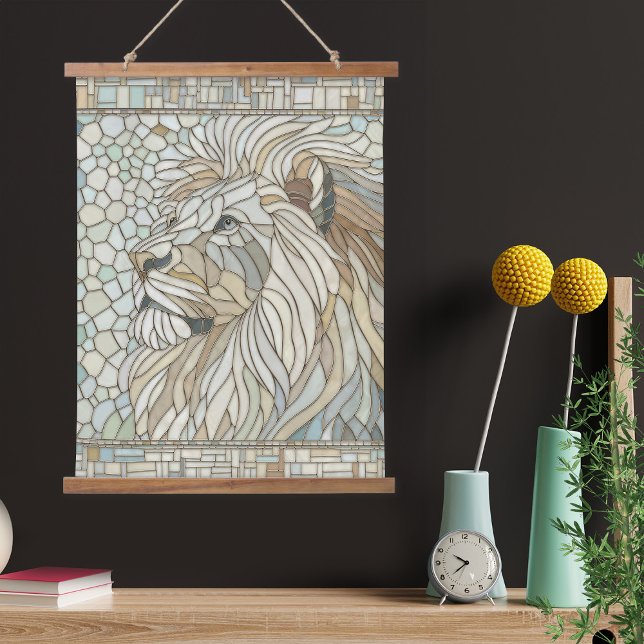 Lion Portrait Mosaik Art Wandteppich Mit Holzrahmen (Von Creator hochgeladen)