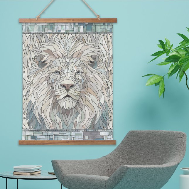 Lion Portrait Mosaik Art Wandteppich Mit Holzrahmen (Von Creator hochgeladen)