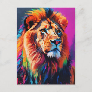 Lion Portrait Painting Art Postkarte