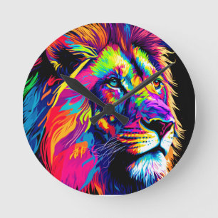 Lion Portrait Runde Wanduhr