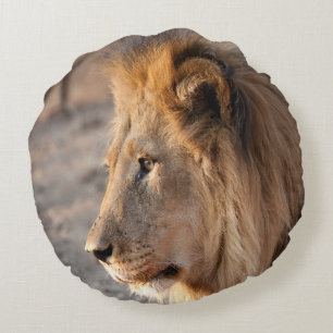 Lion Portrait Rundes Kissen
