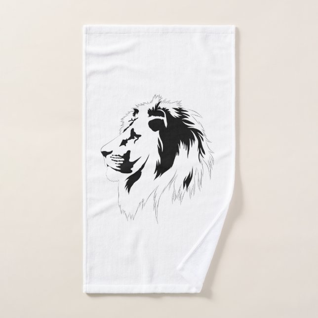 Lion Portrait (schwarz) Handtuch (Handtuch)
