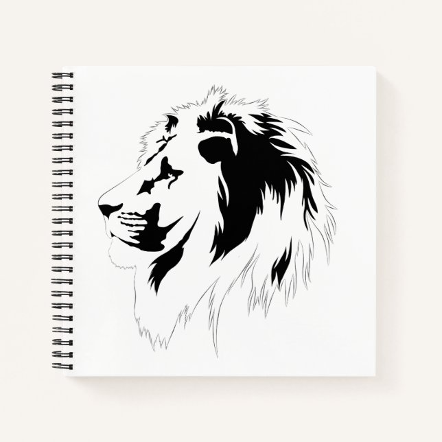 Lion Portrait (schwarz) Notizbuch (Vorderseite)