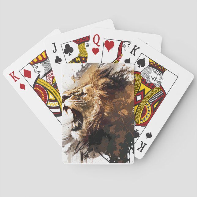 Lion Portrait Tiermalerei Spielkarten (Rückseite)